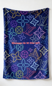 Neon LV Monogram Flannel Throw Blanket 447